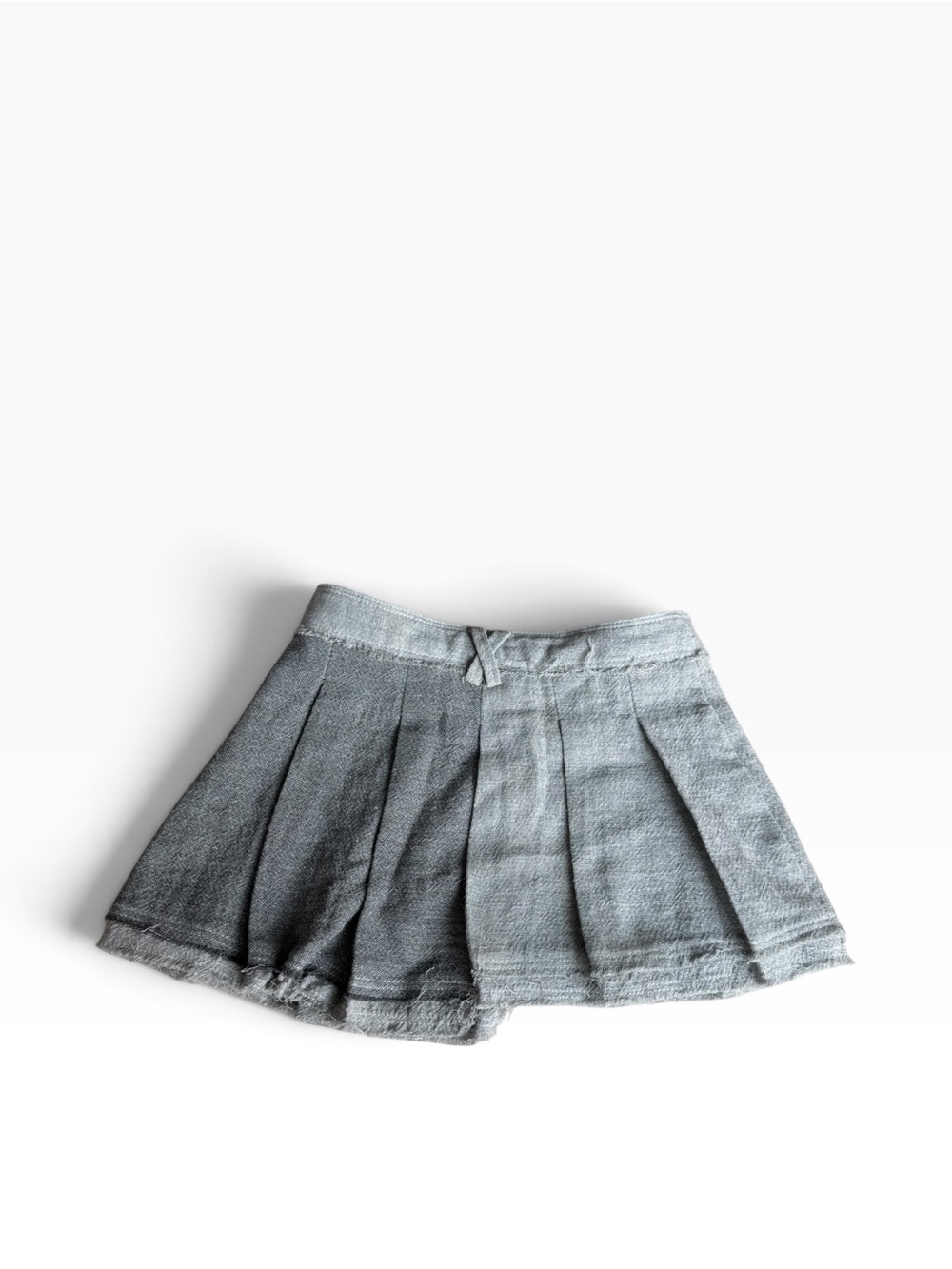 Zara Girls Grey Pleated Mini Skirt Size 8 128cm Raw Hem Preppy Schoolcore BNWT